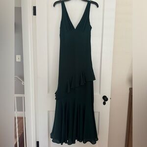 Emerald Green Chiffon Maxi Dress